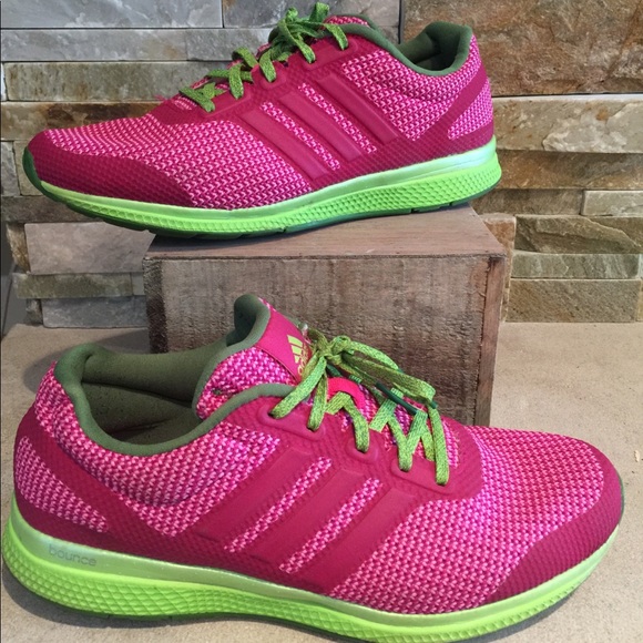 pink and green adidas shoes